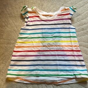 Primary Girls striped rainbow flutter sleeve top